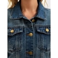 thumbnail image 5 of DARING DIVA Women's Classic Washed Long Sleeve Denim Jackets With Pockets M Blue, 5 of 7