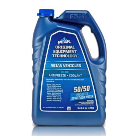 Peak ORIGINAL EQUIPMENT TECHNOLOGY Antifreeze + Coolant 50/50 Prediluted for Asian Vehicles - BLUE - 1 Gallon