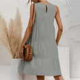 thumbnail image 4 of Summer Dress Women's Dresses Elegant Beach Dress Sleeveless Casual Dress Knee-Length A Line Round Neck Mini Dress Spaghetti Dress Strap Dress Casual Plain Dress Gray XL, 4 of 7