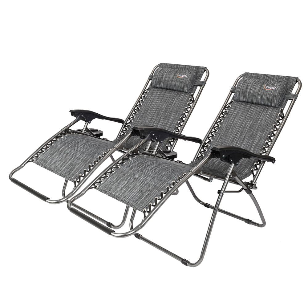 Zimtown 2PCS Outdoor Zero Gravity Folding Lounge Chair for Beach Patio