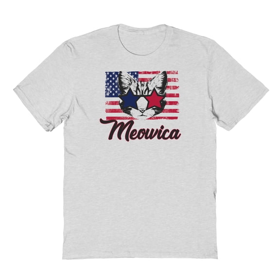 Americana Meowica Stars Graphic Ash Grey Men's Cotton T-Shirt