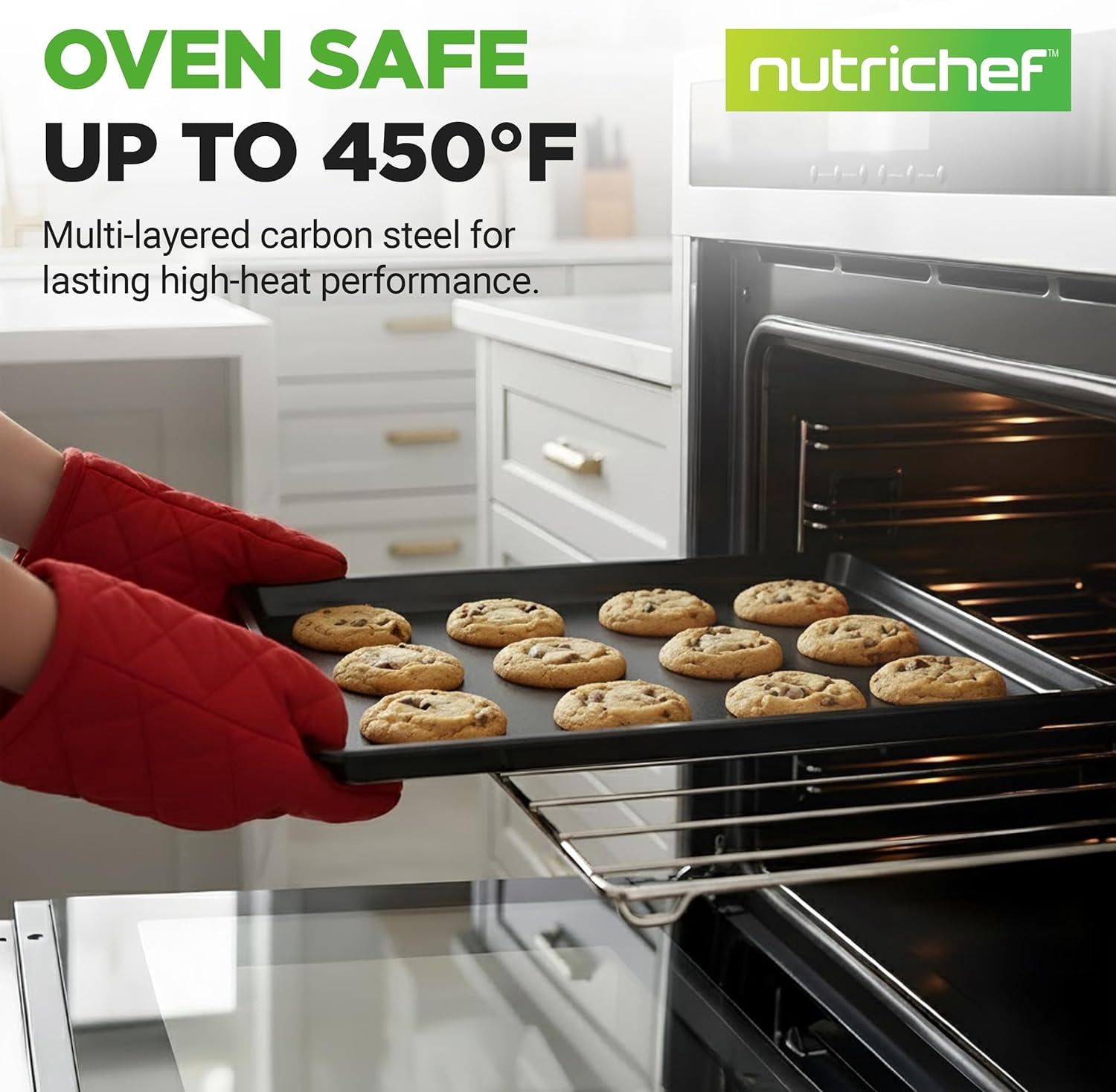 3-Piece Nonstick Baking Sheet Set – Non-Toxic Cookie Sheets for Everyday Baking – Small, Medium & Large Oven Safe Bakeware Trays – Warp-Resistant, Easy to Clean & Dishwasher Safe