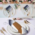 thumbnail image 2 of Modern Brown Blue Cloth Napkins, Boho Contemporary Geometric Striped Washable and Reusable Dinner Napkins Set of 6, Table Napkin for Kitchen Party Birthday Wedding Hotel Housewarming 20"x20", 2 of 8