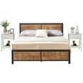 thumbnail image 2 of VECELO 3-Piece Transitional Wood Queen Bedroom Set, White/Rustic Brown, 2 of 9