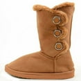 thumbnail image 2 of Frost-21 Camel Furry Button Flat Vegan Suede Mid-Calf Boots, 2 of 3