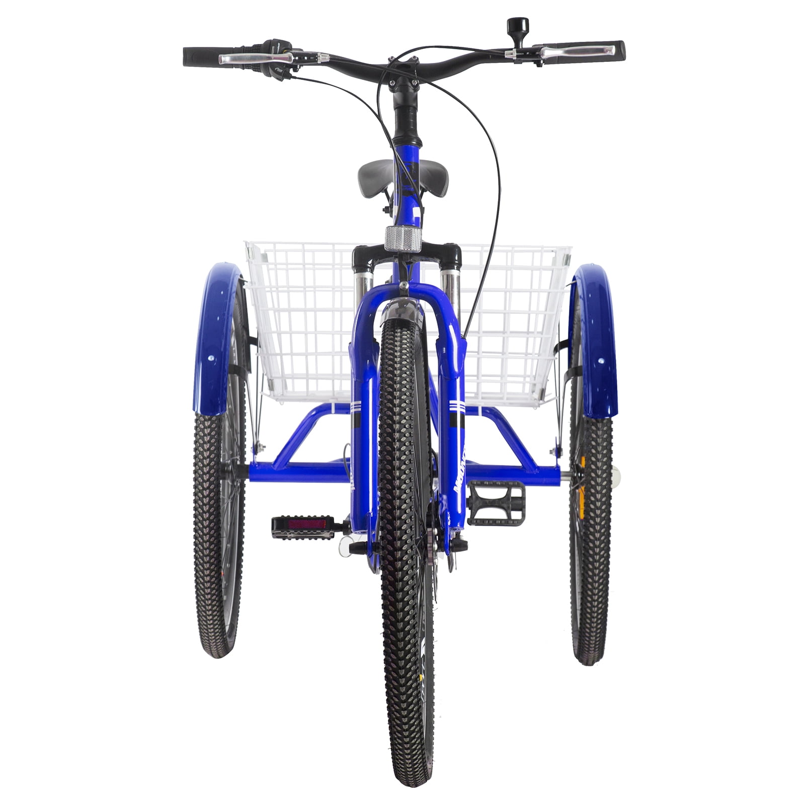FICISOG Mountain Tricycle for Adults, 3 Wheeled 7-Speed Mountain Tricycle 24 inch 26 inch 27.5 inch Men's Women's Tricycles Cruiser Bike Featuring Disc Brakes, Cargo Basket