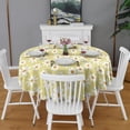 thumbnail image 2 of Beige Daisy Flower White Blooms Pattern Round Tablecloth 60"x60",Wrinkle Wipeable Table Cloth for Kitchen Dining Room Picnic Patio Party, 2 of 6
