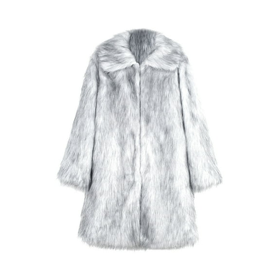 Herrnalise Mens Faux Fur Coat Winter New Style Long Sleeve Solid Color Turn Down Collar Warm Coat Long Trench Coat Motorcycle Jakcet