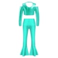 thumbnail image 2 of iiniim Girls Kids Shinny Metallic Crop Top Stretchy Flare Pants Legging Tights Bell Bottom Dancewear Costume, 2 of 7
