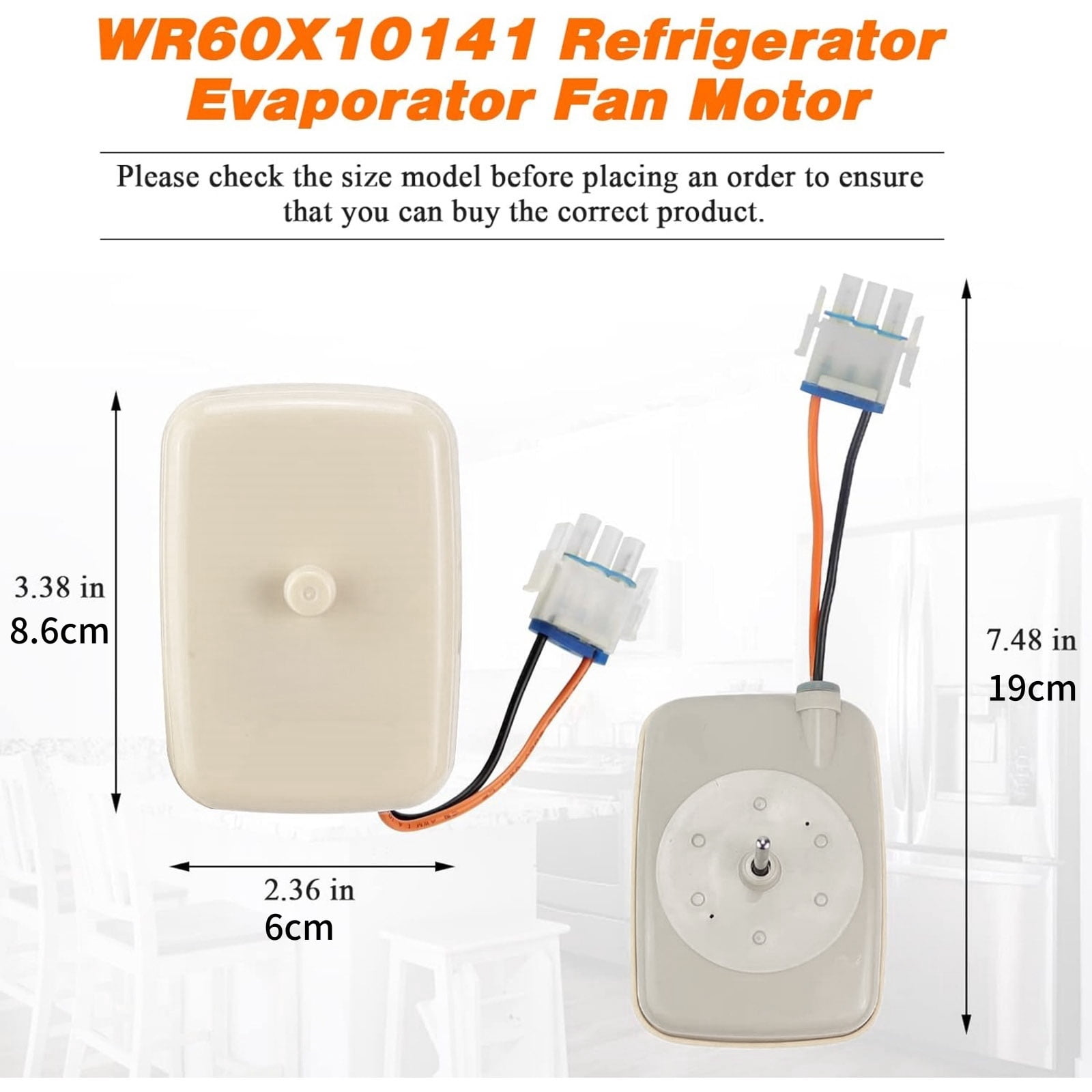 GUYUTING Refrigerator Evaporator Fan Motor WR60X10141 Assembly For GE Kitchen Appliance Cooling System Fridge Repair Work