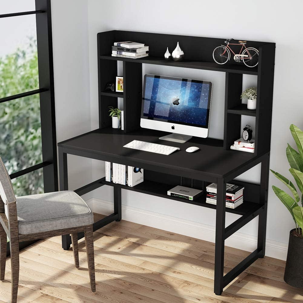 Tribesigns Computer Desk with Hutch, Modern Writing Desk with Storage Shelves, Office Desk Study