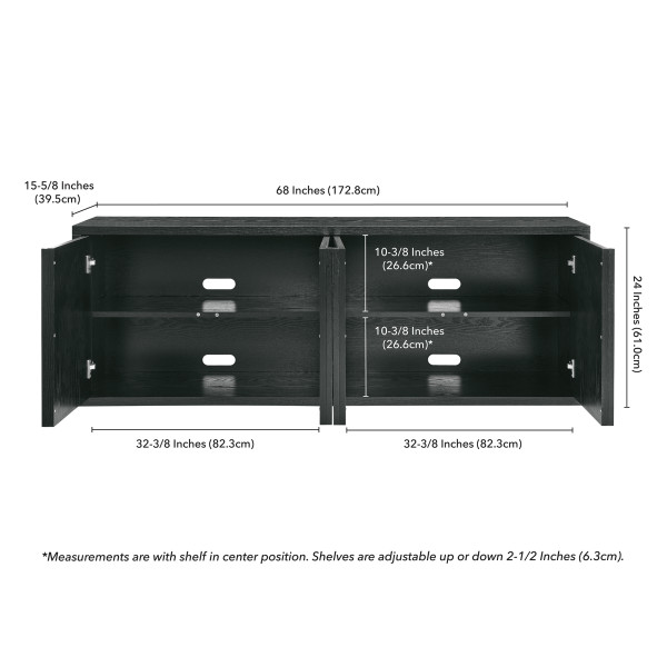 Kai Rectangular TV Stand for TV's up to 75" in Black Grain