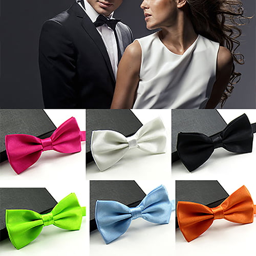 Transser Classic Solid Color Clip-on Adjustable Bow Tie for Mens Wedding Party Dress Necktie
