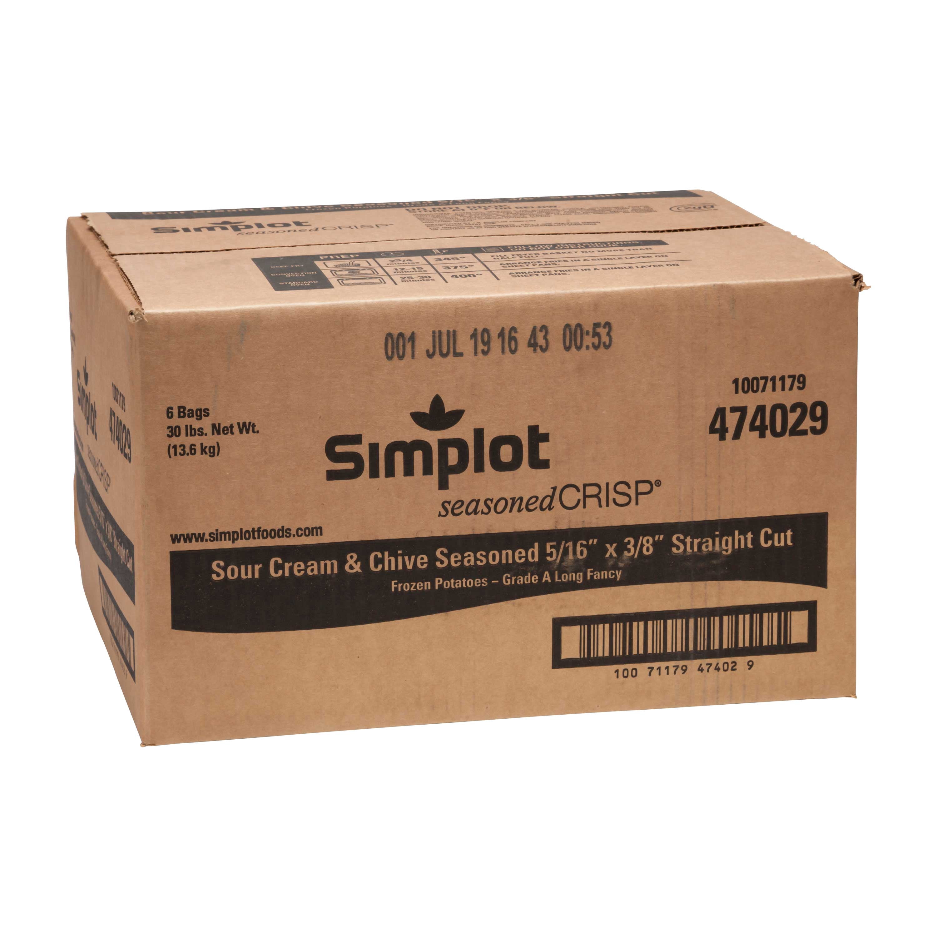 Simplot Seasonedcrisp Sour Cream and Chive Straight Cut French Fry, 5 Pound - 6 per case.