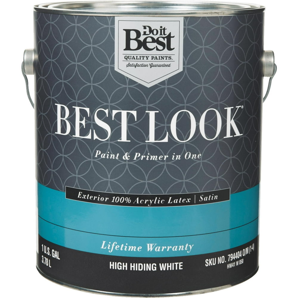  Best Look 100 Acrylic Latex Paint & Primer In One Satin Exterior House Paint GAL Walmart