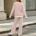 thumbnail image 6 of Enjoytime Lounge Sets for Women Striped V Neck Long Sleeve Top Wide Leg Pants 2 Piece Outfits Soft Loose Casual Plus Size Matching Set, 6 of 6