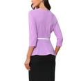 thumbnail image 3 of Blusas Elegantes de Trabajo para Mujer Allegra K con Peplum y Manga 3/4, con Cinturón, Talla XL, Color Púrpura Claro, 3 of 6