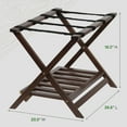 thumbnail image 2 of PJ Wood Hotel Style Wood Folding Suitcase Luggage Rack with Shelf, Walnut, 2 of 12
