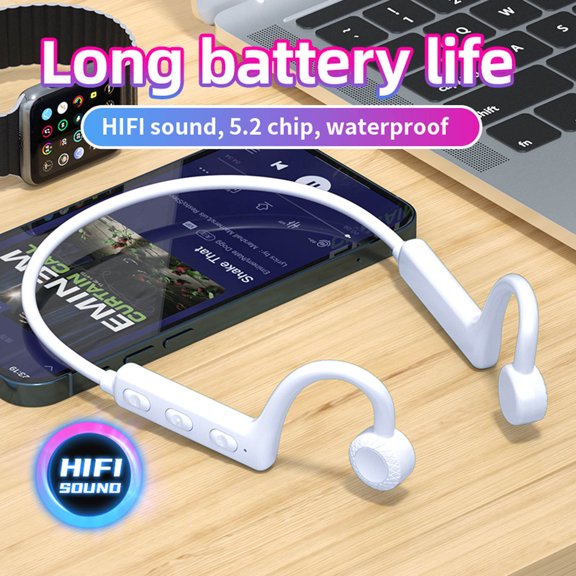 iMESTOU Deals Clearance Under 10 Bluetooth Headset Wireless Bluetooth Headset Bone-Conduction Headphones Bluetooth 5.0 Wireless Earbuds Outdoor Sport Headset Business Headset