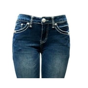 Jack David Rhinestone Studs Dark Wash Denim Flap Pocket Bootcut Jeans