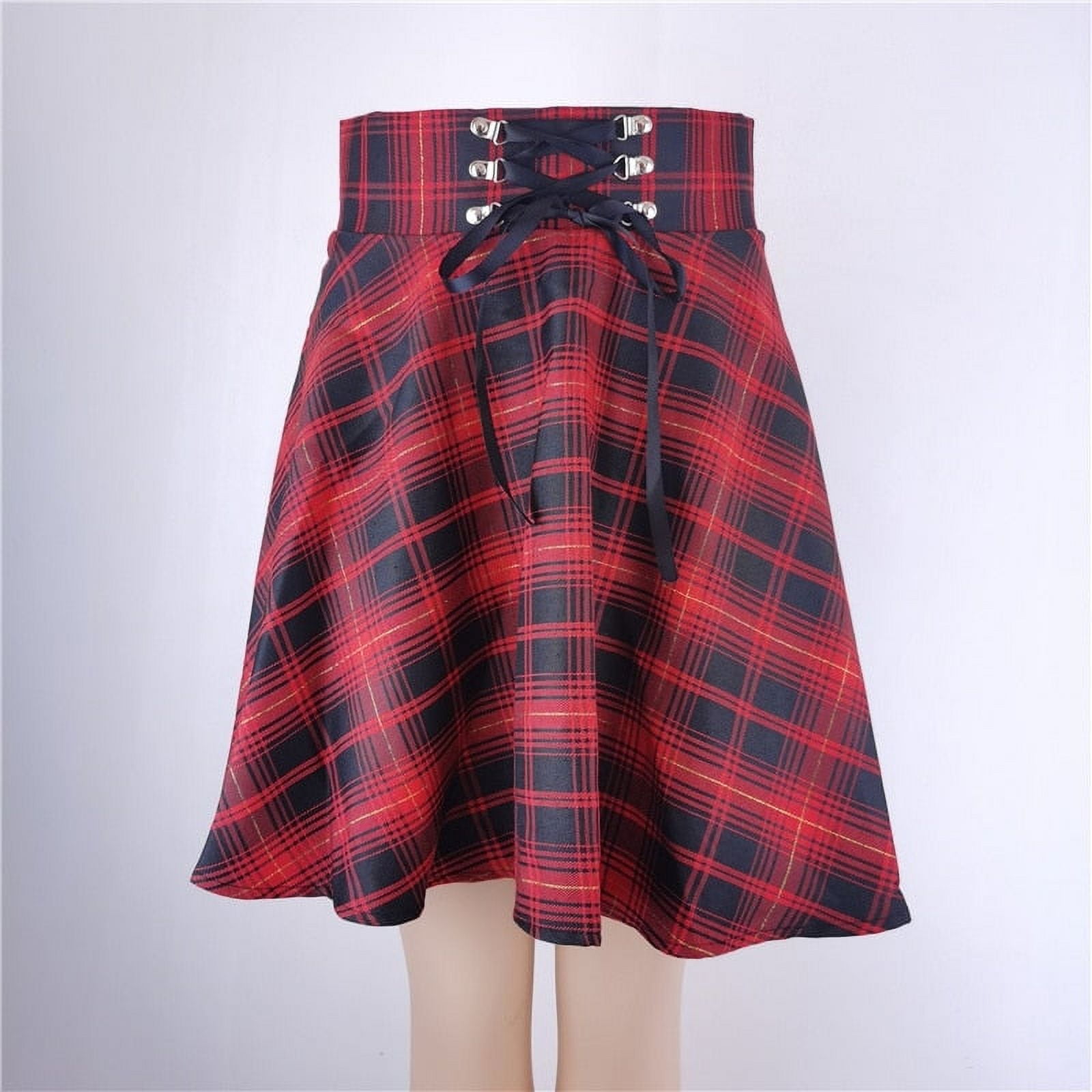 High waisted plaid skater skirt hotsell