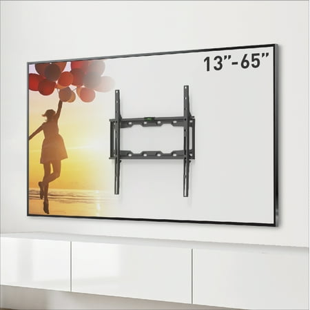 Barkan TV Wall Mount, 19 - 65 inch Fixed Premium Flat / Curved Screen Bracket, Holds up to 110lbs, Auto Lock Patented, Very Low Profile, Fits LED OLED LCD