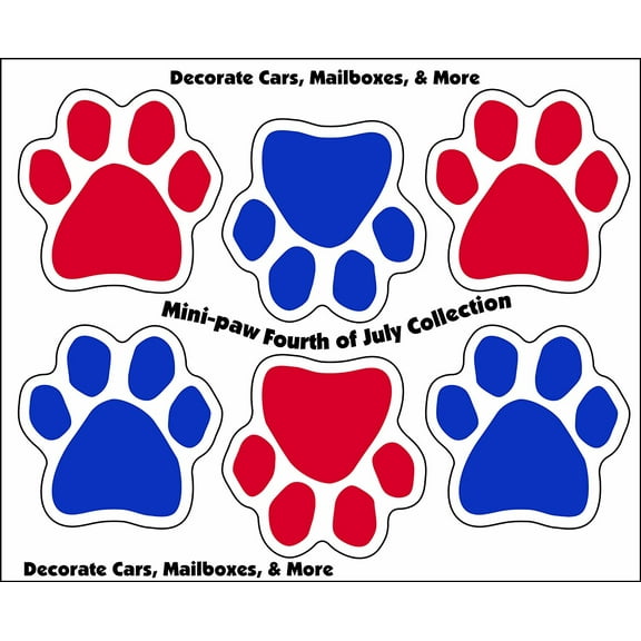 Imagine This 1-3/4-Inch by 1-3/4-Inch 4th July Collection Car Magnet, 6 Mini Paws