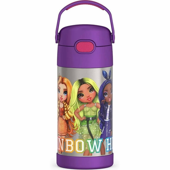 THERMOS - 12Oz Stainless Steel Insulated Straw Bottle, RAINBOW HIGH