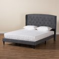 thumbnail image 2 of Baxton Studio Grey Velvet Fabric and Dark Brown Finished Wood King Size Platform Bed, 2 of 9