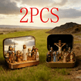 thumbnail image 2 of 2pcs Little Saints in a Tin: Mini Easter Jesus Classic Scenes, Portable Easter & Resurrection Scene in the Box, for Religious Home Office Tabletop/Shelf, Pocket Resin Nativity Sets & Figures, C, 2 of 8