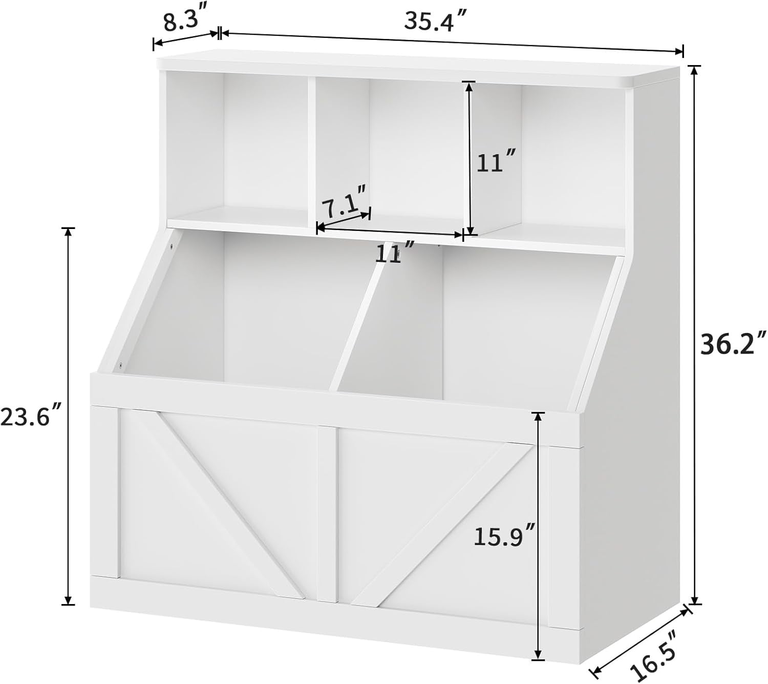 Toy Storage Organizer, Bookshelf and Toy Storage, Toddlers Bookshelf Toy Organizer for Rooms Playroom Bedroom Nursery Daycare, White