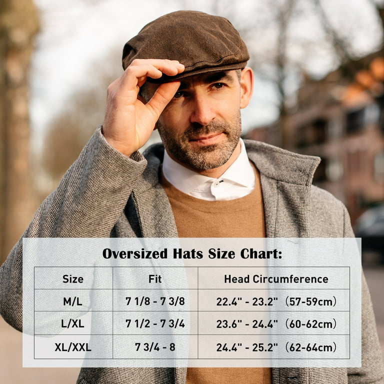 TOP-EX XL/3XL Mens Faux Leather Flat Cap Winter Newsboy Ivy