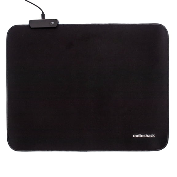 RadioShack RGB Gaming Mouse Pad with RS Logo, Customizable Light Up Mouse Pad Offers Multiple Color Modes for Enhanced Gaming Setup, 45x35cm, Black