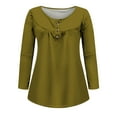 thumbnail image 4 of AherBiu Women Tunic Tops to Wear with Leggings Spring Long Sleeve Shirts Button Scoop Neck Ruched Loose Blouse, 4 of 5