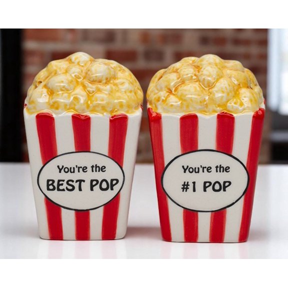 Ceramic Popcorn Salt and Pepper Shakers, Popcorn Lover Gift, Father's Day Gift