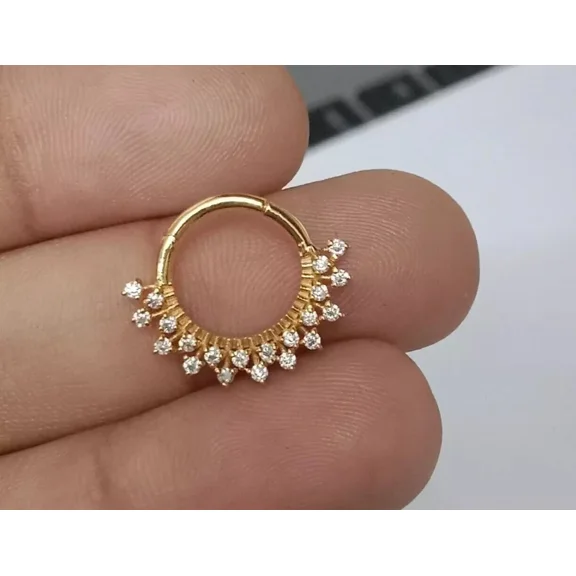 Lab-Created Diamond Women's Nose Pin 14K Yellow Gold Plated 0.50Ct Round Cut