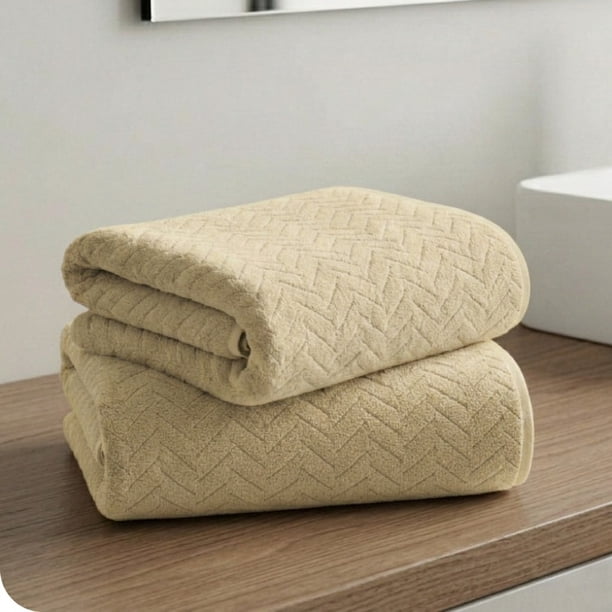 Pack de 2 Toallas de Microfibra Grandes (140x70 cm) Extra Suaves y de Secado Rápido para Baño, Alberca, Gimnasio y Viaje, Mod. Beige