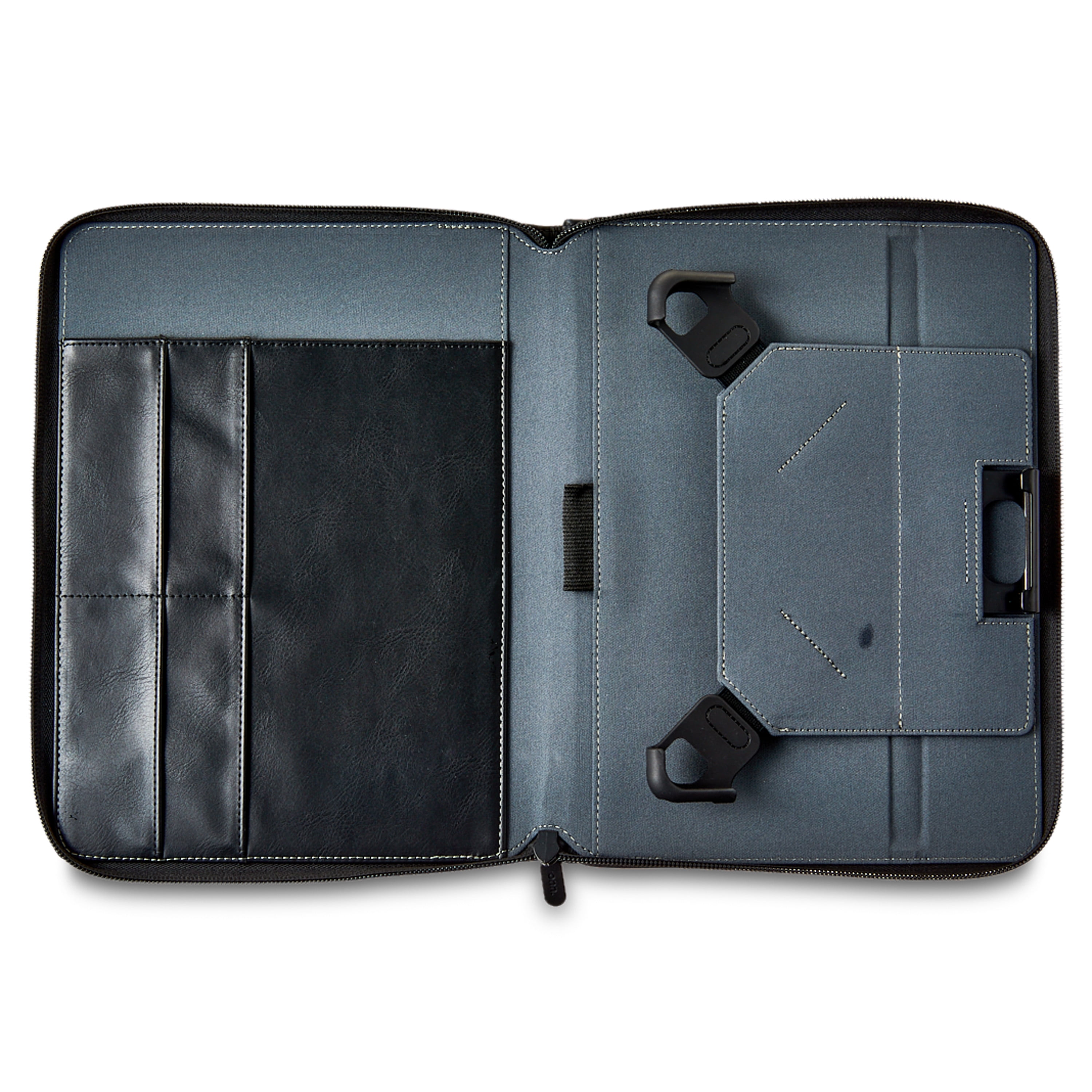 onn Black Vegan Leather Zippered Tablet Folio Case with Stylus for 9 to 11 inch Tablets
