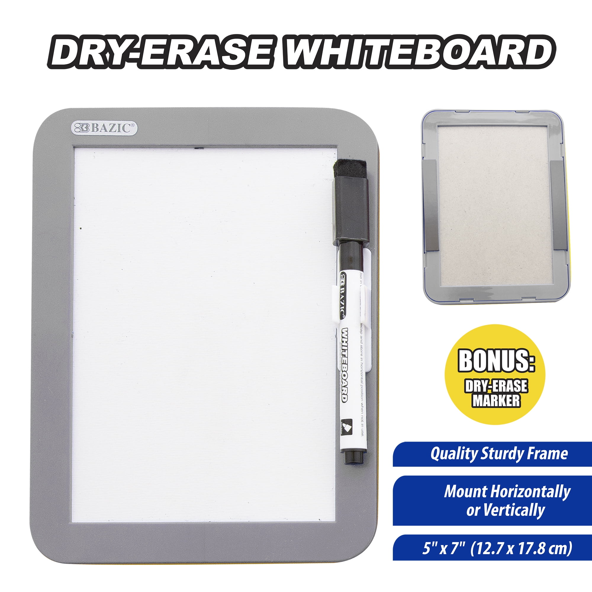 BAZIC White Board 5"x7", Magnet Dry Erase Board Attached to Locker, 1 Dry Erase Marker, 24-Pack
