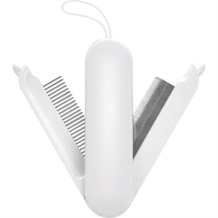 UPC: 0810010818577 | Pet Life JOYNE Multi-Functional 2-in-1 Swivel Travel Grooming Comb & Deshedder  White – One Size