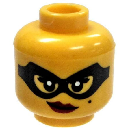 LEGO Minifigure Parts Yellow Female Head with Black Mask with Dark Red Lipstick Minifigure Head