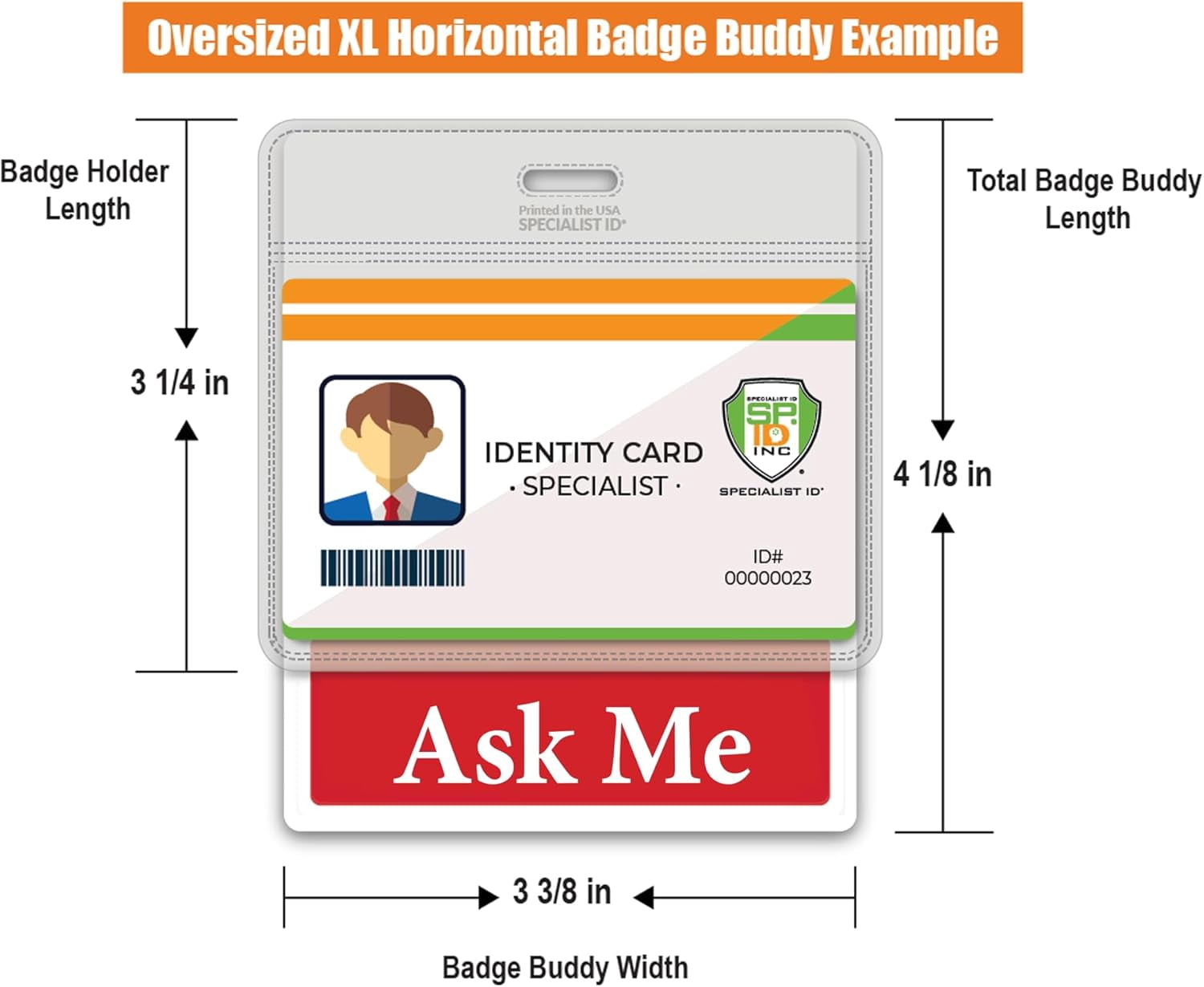 Bulk 20 Pack - Ask Me Badge Buddy - Horizontal Customer Service ID Backer - Heavy Duty Role Identifier for Retail Floaters, Event Staff & Concierge - Oversized Badge Holder - USA Printed (Red)