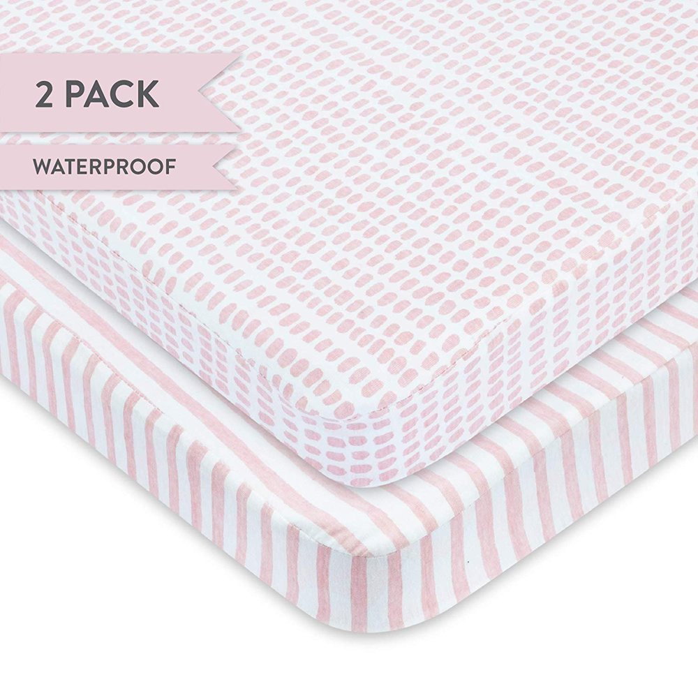 Waterproof Pack N Play/Mini Portable Crib Sheet with Mattress Pad Cover