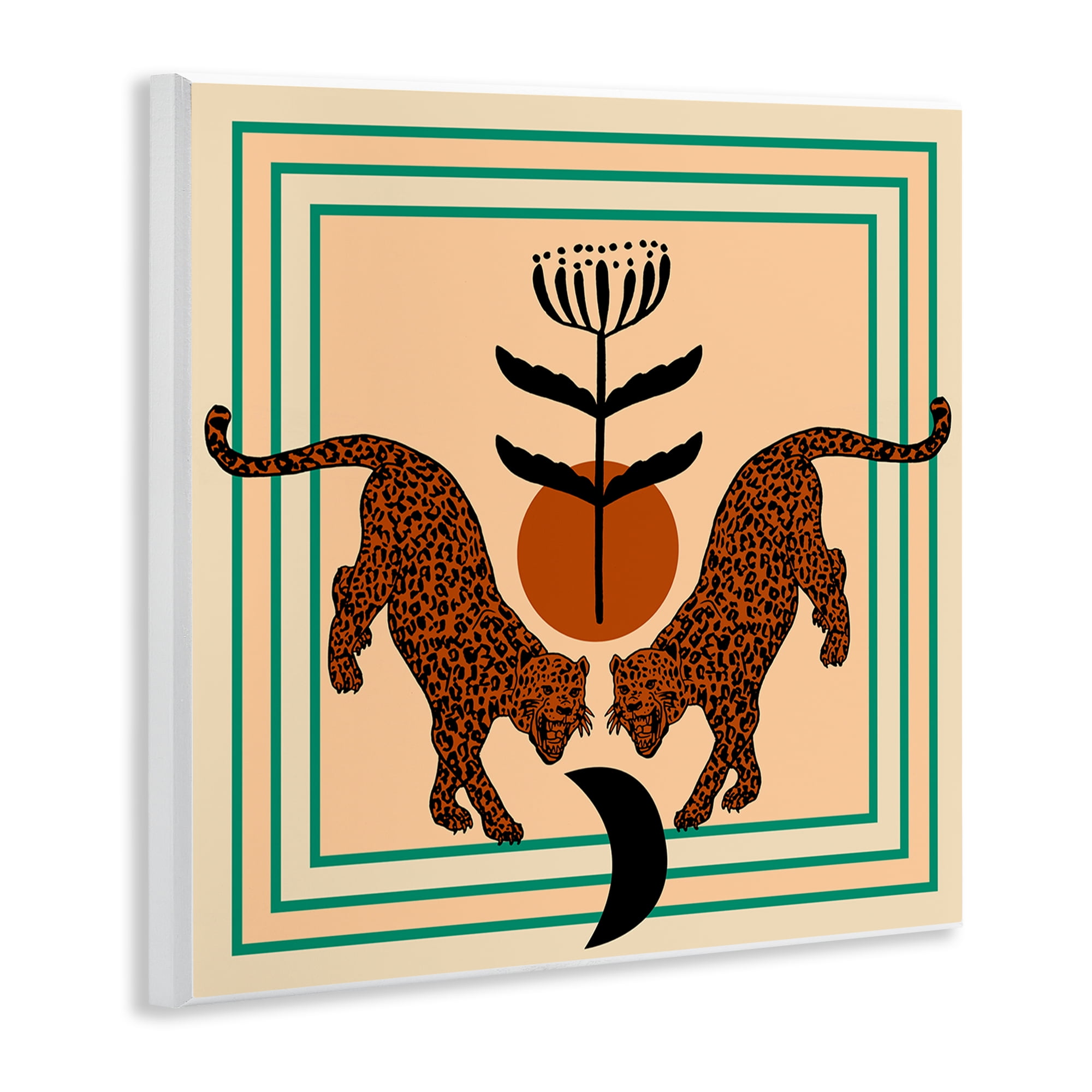 Stupell Industries Symmetrical Tropical Leopards Animals Painting Unframed Art Print Wall Art, 12 x 12
