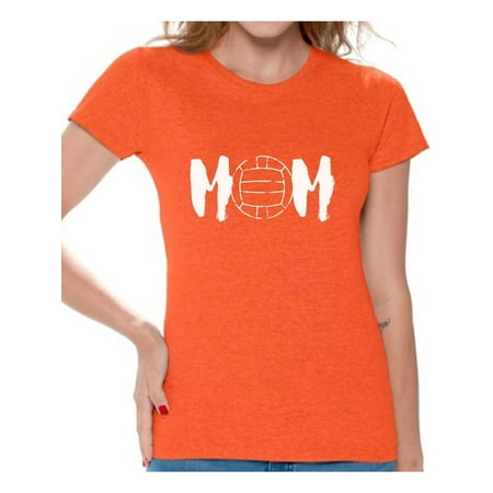 Volleyball Spandex Tops Awkward Styles Women's Volleyball MOM Sport Mom Graphic T-shirt Tops White Mother's Day Gift ()