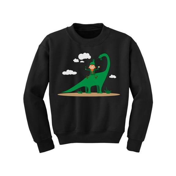 Awkward Styles St. Patty Day Youth Sweatshirt Irish Elf and Dinosaur Crewneck Tops for Kids Proud Irish
