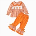 thumbnail image 3 of TOWED22 Toddler Girl Clothes Long Sleeve Outfits Ruffle Top with Waistband Ribbed Pant Set Fall Clothing for Kids Girls,Orange,18-24 M, 3 of 9