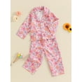 thumbnail image 5 of Elippeo Kids Girls Pajamas Sets 12 18 24 3 4 5 Years Floral Print Button up Long Sleeves Tops and Elastic Pants Loungewear Sleepwear, 5 of 9
