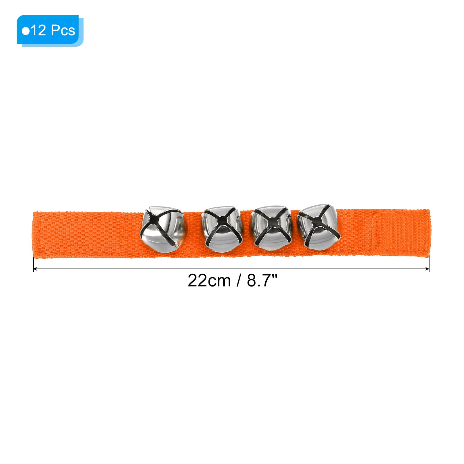 12pcs Wrist Bells, Jingle Bells Ankle Bells Percussion Instruments Musical Rhythm for Party Christmas, Orange