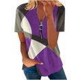 thumbnail image 1 of Blusa informal elegante de manga corta con cremallera y cuello redondo para mujer OAVQHLG3B Store lin121212, 1 of 5